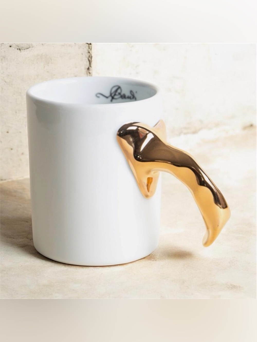 Gaudí Inspired Porcelain Mug Gold Handle Quim‎ Larrea Barcelona Made